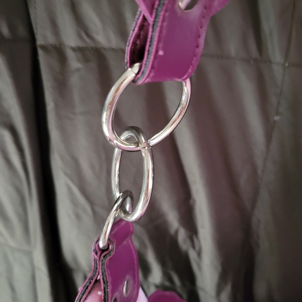 2006 Hello Kitty Pink Velour Shoulder Bag Plum Trim Rose Embroidery Y2K Sanrio - Picture 5 of 16